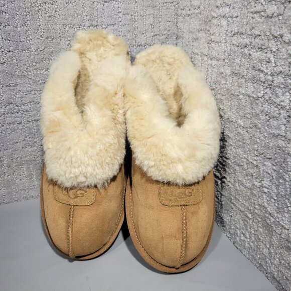 UGG Coquette Womens Size US 10 Chestnut Suede Sheepskin Lining Slip On Slipper - Picture 2 of 10